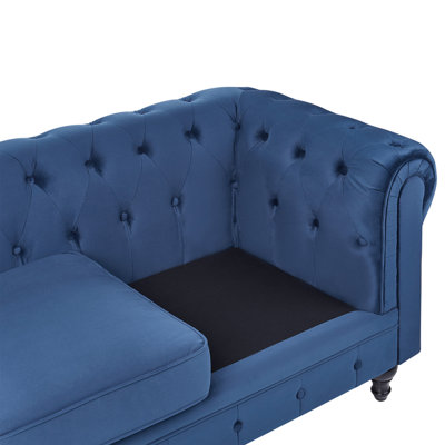 Sofa 3 Seater CHESTERFIELD Velvet Navy Blue