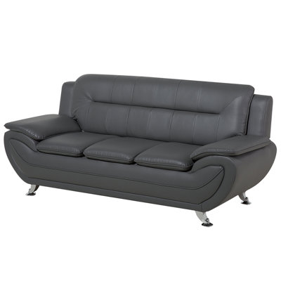 Sofa 3 Seater LEIRA II Faux Leather Grey