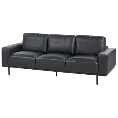 Sofa 3 Seater SOVIK Faux Leather Black