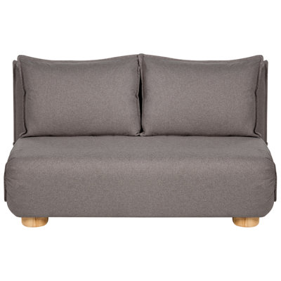 Sofa Bed 2 Seater ABISKO Faux Linen Dark Grey