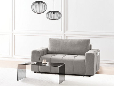 Sofa Bed 2 Seater INNVIK Fabric Light Grey with Storage