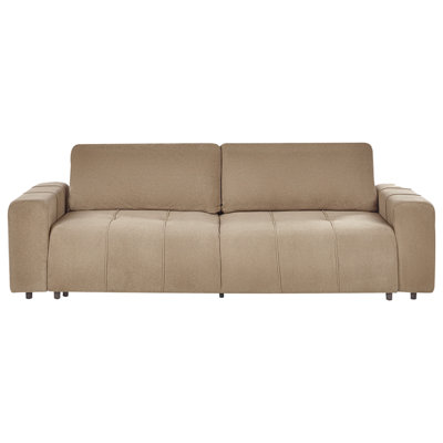 Sofa Bed 3 Seater INNVIK Fabric Brown with Storage