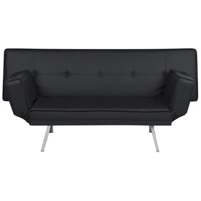 Sofa Bed BRISTOL Black Faux Leather