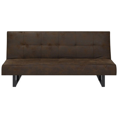 Sofa Bed DERBY Dark Brown Faux Leather