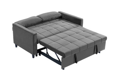 Sofa Bed Double, Convertible 3 in 1 Pull Out Velvet Sofa Bed, 2 Seater ...