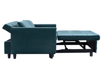 Sofa Bed Double, Convertible 3 in 1 Pull Out Velvet Sofa Bed, 2 Seater ...