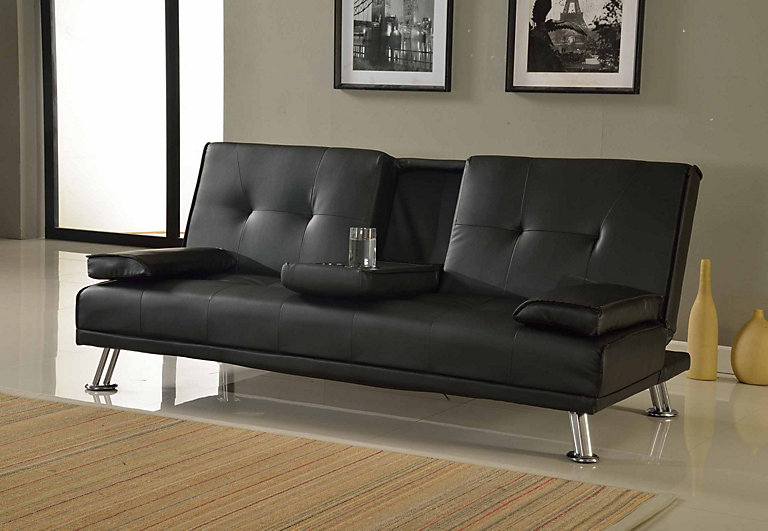 Sofa Bed Faux Leather Cupholder 3
