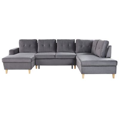 Sofa Bed LERUM Grey Velvet Symmetrical