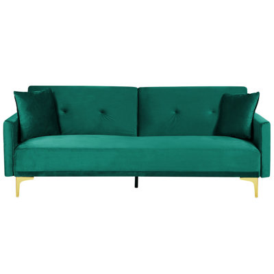 Sofa Bed LUCAN Emerald Green Velvet