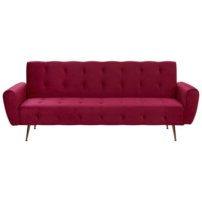 Sofa Bed SELNES Burgundy Velvet