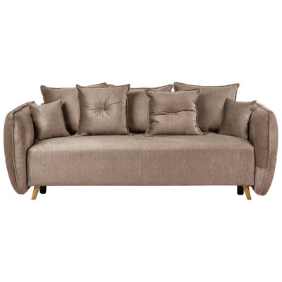 Sofa Bed VALLANES Light Brown Velvet