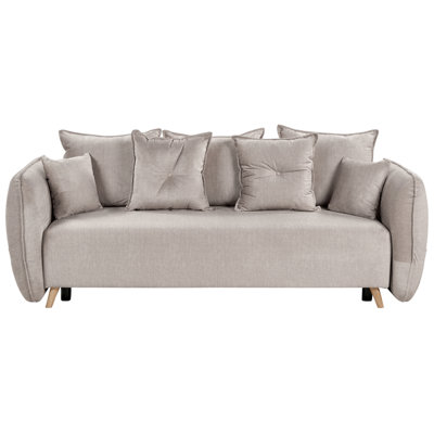 Sofa Bed VALLANES Taupe Velvet