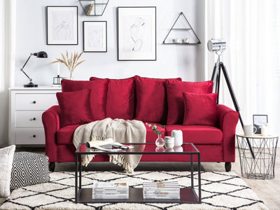 Sofa BORNHOLM Velvet Dark Red 3 Seater