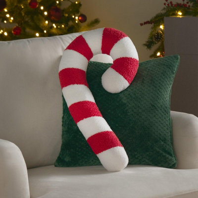 Sofa Cushion Candy Cane Xmas Red Festive Filled Plump Plush Soft