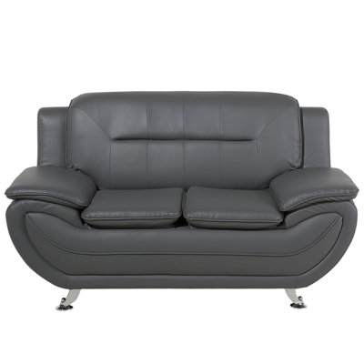 Sofa LEIRA Faux Leather Grey 2 Seater