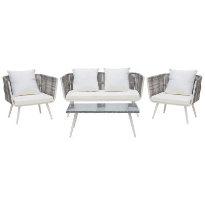 Sofa Set 4 Seater PE Rattan Off-White RAGUSA