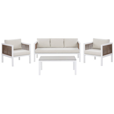 Sofa Set 5 Seater Aluminium White BORELLO