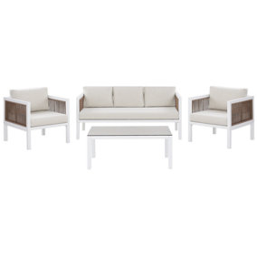 Sofa Set 5 Seater Aluminium White BORELLO