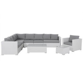 Sofa Set 8 Seater PE Rattan White XXL