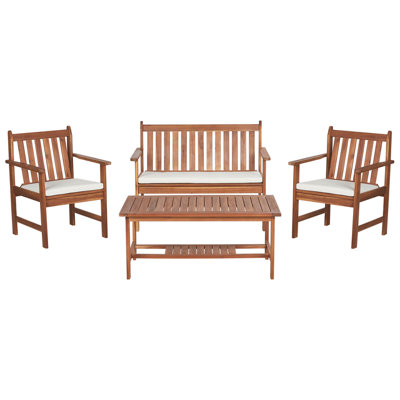 Sofa Set ALTIDONA Acacia Wood Off-White 4 Seater