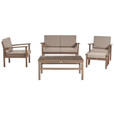 Sofa Set MANILA Acacia Wood Dark Wood 4 Seater