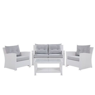 Sofa Set MARINO PE Rattan White 4 Seater