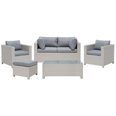 Sofa Set MILANO PE Rattan Light Grey 4 Seater