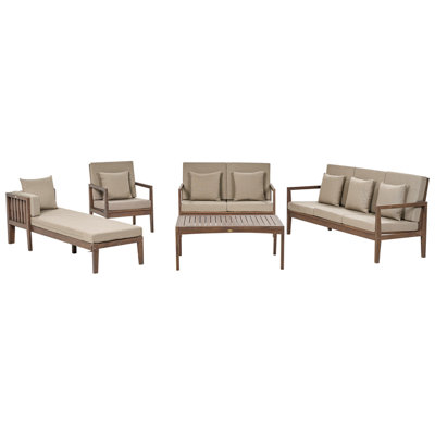 Sofa Set PATAJA FSC Certified Acacia Wood Dark Wood 7 Seater