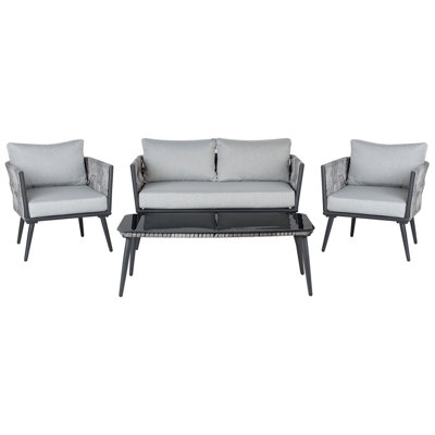 Sofa Set PREVEZA PE Rattan Grey 4 Seater