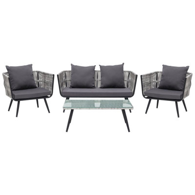 Sofa Set RAGUSA PE Rattan Grey 4 Seater