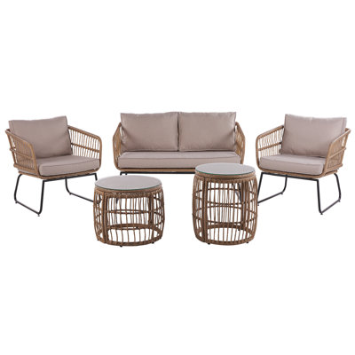 Sofa Set RAVELLO PE Rattan Natural 4 Seater