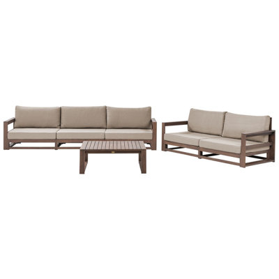 Sofa Set TIMOR FSC Certified Acacia Wood Dark Wood 5 Seater