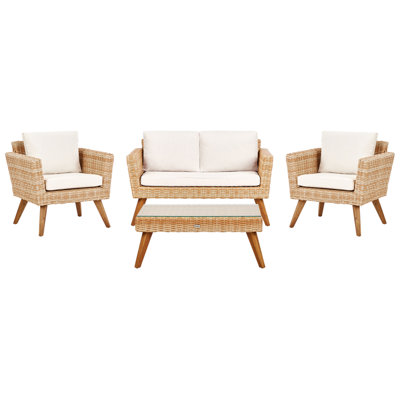 Sofa Set VITTORIA PE Rattan Off-White 4 Seater