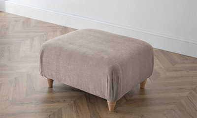 Sofas Express Beige Putty Wood Leg Manhattan Footstool