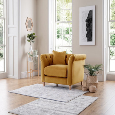 Sofas Express Carlton Ochre Yellow Velvet Armchair