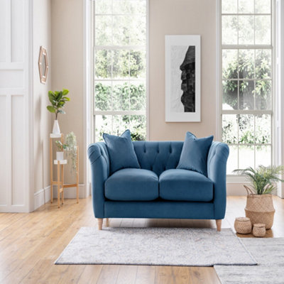 Sky blue store velvet sofa