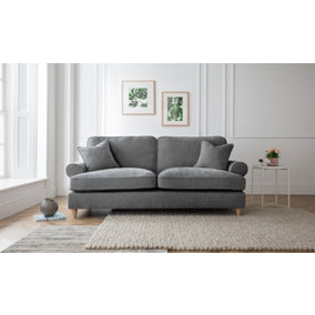 Sofas Express Mumbles Charcoal Grey Scroll Manhattan 3 Seater Sofa