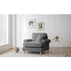 Sofas Express Mumbles Charcoal Grey Scroll Manhattan Arm Chair