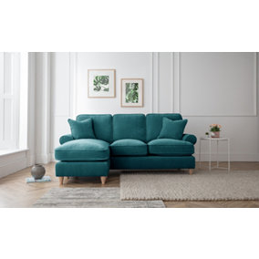Sofas Express Mumbles Emerald Green Left Hand Chaise Scroll Manhattan Sofa