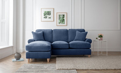 Sofas Express Mumbles Navy Blue Left Hand Chaise Scroll Manhattan Sofa