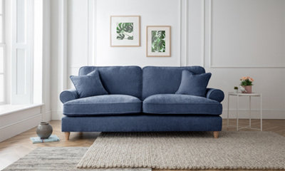 Sofas Express Mumbles Navy Blue Scroll Manhattan 3 Seater Sofa