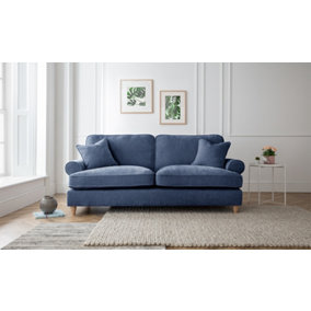 Sofas Express Mumbles Navy Blue Scroll Manhattan 3 Seater Sofa