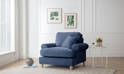 Sofas Express Mumbles Navy Blue Scroll Manhattan Arm Chair