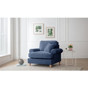Sofas Express Mumbles Navy Blue Scroll Manhattan Arm Chair
