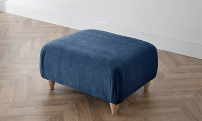 Sofas Express Navy Blue Wood Leg Manhattan Footstool