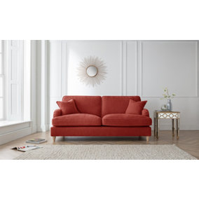 Sofas Express Tenby Apricot Red Tailored Pleat Manhattan 3 Seater Sofa