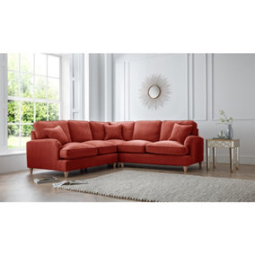 Sofas Express Tenby Apricot Red Tailored Pleat Manhattan Sofa 2-Corner