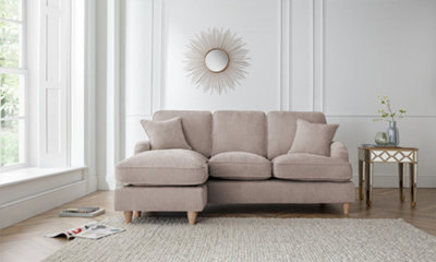 Sofas Express Tenby Beige Putty Left Hand Chaise Tailored Pleat Manhattan Sofa