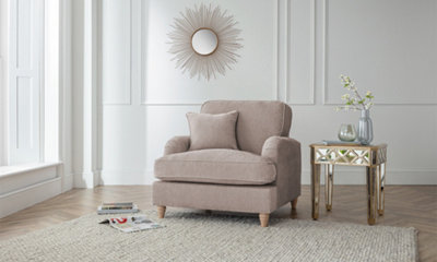 Sofas Express Tenby Beige Putty Tailored Pleat Manhattan Arm Chair