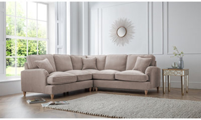 Sofas Express Tenby Beige Putty Tailored Pleat Manhattan Sofa 2-Corner